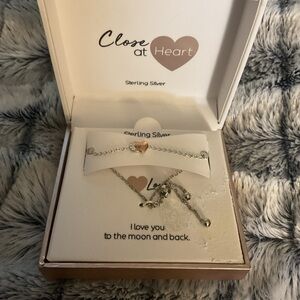 Sterling Silver Bracelet with Rose Gold Heart Close At Heart